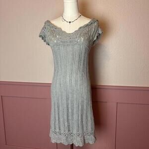 fairy cottage y2k vintage knit dress old navy sz small grey cotton nylon gyaru